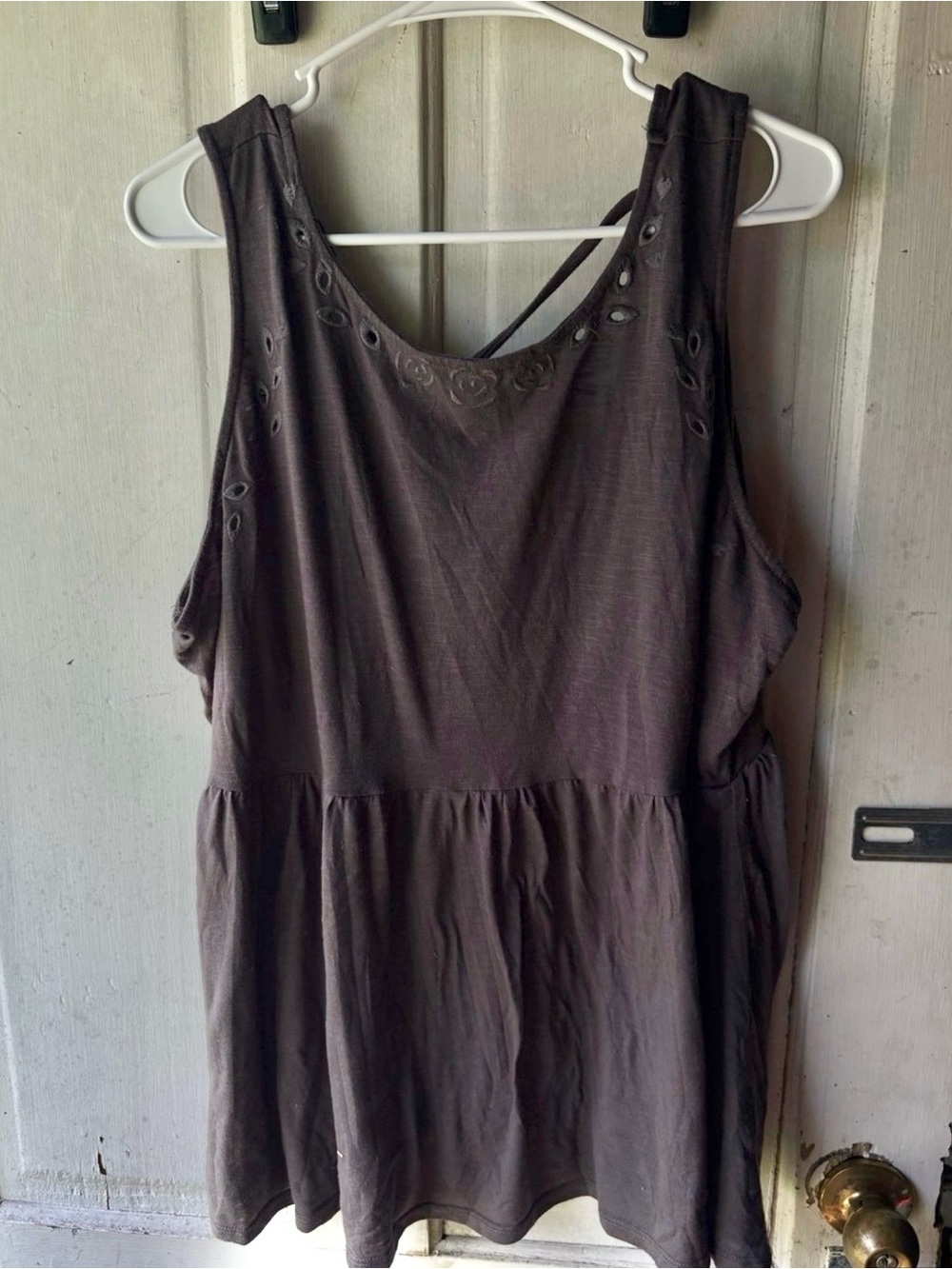 torrid grey sleeveless peplum tank with eyelet detail